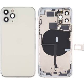 👉 Batterij zilver active Achterkant van (met zijknoppen en kaartlade aan / uit + volumekabel draadloze oplaadmodule) voor iPhone 11 Pro Max (zilver) 6019951438415