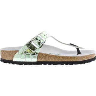 👉 Mineraal groen vrouwen Birkenstock Gizeh gator gleam mineral regular mikrofiber 4043734671302