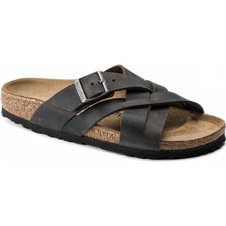 👉 Slippers blauw leer male mannen Birkenstock Slipper heren 4039854845884