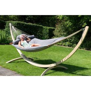 👉 Hangmat grijs met standaard polycotton Familie 'Wood & Big Fat' Grey 8719925914447
