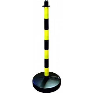 Afzet paal geel zwart Afzetpaal met voet 90cm hoog voor afbakening 5015397310361