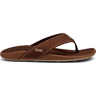 👉 Slippers bruin leer male mannen OluKai Herenschoenen