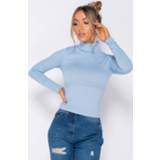 👉 Shirt wit polyester vrouwen Parisian Rib knit polo neck long sleeve top 7435144067009