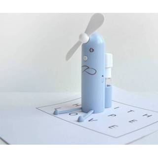 👉 Mobiele telefoon blauw active Creatieve beugel cartoon spray mini-ventilator draagbare usb-ventilator (blauw)