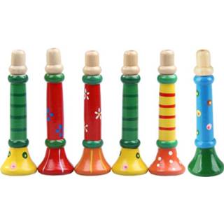 👉 Trompet houten active kinderen Cartoon speelgoed Kinderpuzzel Early Teaching Instrument, kleur willekeurig