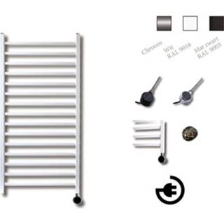 👉 Sanicare electrische design radiator Qubic 126,4 x 60 cm wit met thermostaat zwart HRDEZ601264/W