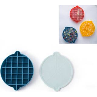 👉 Citroenvorm Ice Grid Food Grade siliconen ijsblokjesvorm Voedingssupplement Ice Box met deksel (blauw)