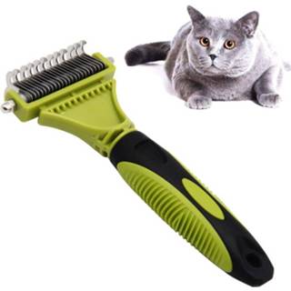 👉 Haarborstel groen active Kat en hond schoonmaakkam Dubbelzijdig open knoop Haar Borstelen Schoonheidskam (groen)