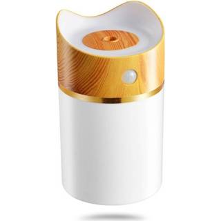👉 2W USB Mini Household Mute Desktop Luchtbevochtiger met Inductie Kleurrijk Nachtlampje, Watertank Capaciteit: 380ml (Hout)