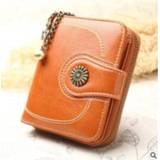 👉 Portemonnee oranje wax active bagage Vintage olie lederen gevouwen rits clutch (oranje)
