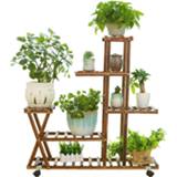 👉 Plank houten active Plant Flower Display Stand Pot Opbergrek, met Wiel 6922843280446