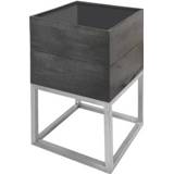 👉 Plantenbak zwart acaciahout RVS male vierkant 35x35cm + voet 8719365012871