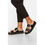 👉 Double Strap Chunky Footbed Sliders, Black