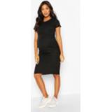 👉 Maternity Lettuce Edge Midi Dress, Black