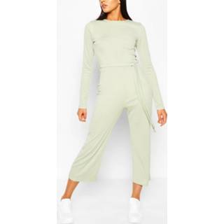 Jumpsuit vrouwen Tall Rib Tie Waist Culotte Jumpsuit, Mint