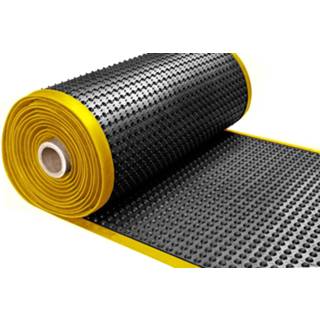 👉 Werkplaatsmat gele rubber zwart Ergonomische op rol - Met rand Dikte 15 mm Bree 5601570638676