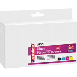 👉 Zwart cyaan magenta geel Edding Cartridge vervangt Canon PGI-2500XL Bk/C/M/Y Compatibel Combipack Zwart, Cyaan, Magenta, EDD-535 18-535 4057305033758