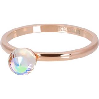 👉 Edelstaal nederlands vrouwen volwassenen 18 ros goud IXXXi Vulring Crystal Glass Ball AB Rosé | Maat 8719794032198