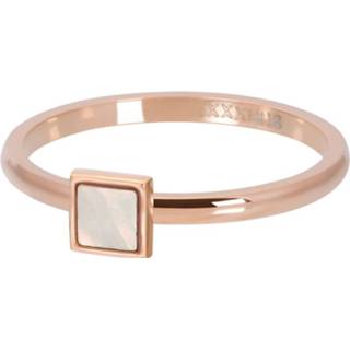 👉 Edelstaal nederlands 17 vrouwen roze ros goud IXXXi Vulring Pink Shell Stone Square Rosé | Maat 8719794032464