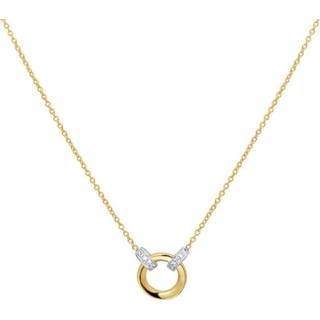 👉 Hals ketting diamant gouden bicolor active dame Collier met 0.03 ct en Opengewerkte Cirkel