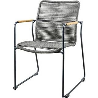 👉 Terrasstoel grijs Metalen Tuinmeubelen Houten SUNS | Tuinstoel Kali