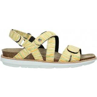👉 Rubber wol geel vrouwen damesschoenen Wolky comfort-sandaal