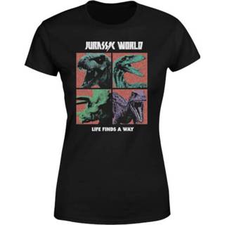 Jurassic Park World Four Colour Faces Women's T-Shirt - Zwart - 5XL
