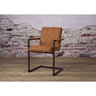 👉 Eetkamerstoel Tower Living Lomba 87 cm Cognac PU-Leder 7436938451462