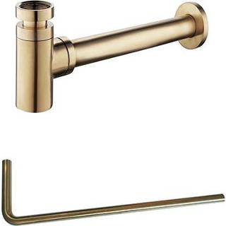 👉 Sifon messing geborsteld goud Mueller set van en vloerbuis 6013937813821