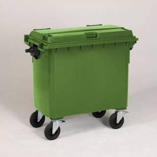 👉 Groen 4-wiel container, 1210x765x1210 mm, 660 ltr, met deksel,