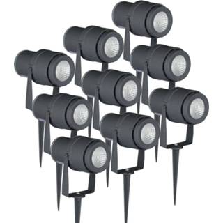 👉 Prikspot grijs aluminium a+ warm wit Set van 9 LED prikspots 12 Watt 3000K IP65 7439628466401