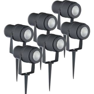 👉 Prikspot grijs aluminium a+ warm wit Set van 6 LED prikspots 12 Watt 3000K IP65 7439628465497