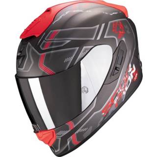 👉 Integraalhelm rood zwart zilver mat active Dubbel-D tegraalhelm binnenvoering glasvezel pinlock inbegrepen graphic Scorpion exo-1400 air spatium 3399990076186