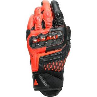 👉 Motorhandschoenen zwart rood carbon geitenleder mannen zomer handpalm active kort Dainese 3 fluo 8051019141118