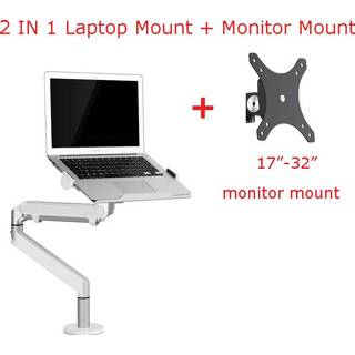 Monitor OZ-1S Aluminum 2 in 1 Mount 12-17 inch Laptop Holder + 17-32 Gas Strut Arm Desktop Support Bracket Load 8kgs