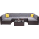 👉 Sofa PE 【US Warehouse】7 Pieces Patio Wicker Rattan Corner Set（Outdoor sofa）