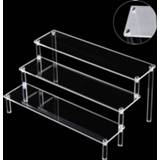 👉 Schroevendraaier Clear Acrylic Three Stair Craft Display Stand Story Doll Jewelry Cosmetics Rack With Screwdriver