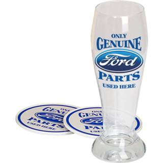 👉 Onderzetter Ford Only Genuine Parts Used Here Pilsglas Cadeau Set - Incl. Onderzetters 661154487019