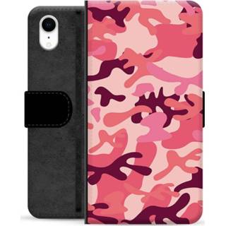 👉 Portemonnee roze IPhone XR Premium Hoesje - Camouflage