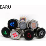 👉 Switch zwart 16/19/22mm Metal Push Button LED Light DIY Logo Symbol Icon Signal Customization Waterproof Chromed Oxide Black for Car