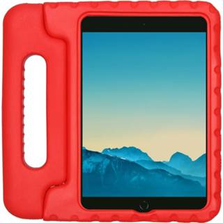 👉 Handvat rood unisex unicolor kinderen TPU Kidsproof Backcover met voor de iPad Mini (2019) / 4 - 8719295398540