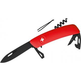 👉 Rood zwart Swiza - Schweizer Messer D03 AB Mes maat 7,5 cm, rood/zwart 7640167734481