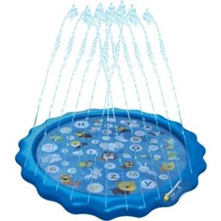 👉 Sprinkler kinderen 67in for Kids Outdoor Wading Splash Swimming Mat Pool Pad Inflatable Water Toys Learning with Animals Alphabet