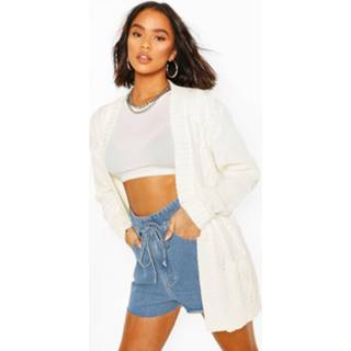 👉 Cable Boyfriend Belted Cardigan, Cream
