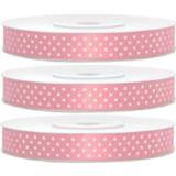 👉 Verpakkingsmateriaal roze witte 3x Lichtroze satijnlinten met stippen op rol 1,2 cm x 25 meter cadeaulint