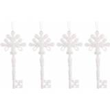 👉 Kerstversiering witte zilveren 4x stuks decoratie hangers sleutels 17 cm