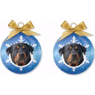 👉 Kerstversiering 2x stuks dieren kerstballen Rottweilers honden 8 cm