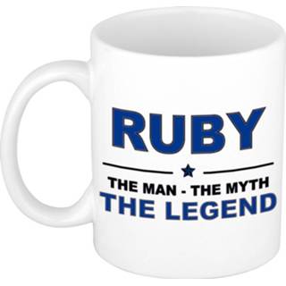 👉 Mok mannen Naam cadeau mok/ beker Ruby The man, myth legend 300 ml