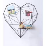 👉 Postkaart New Home Cafe Heart Wall Hanging Clips Cords Photos Storage Rack Shelf Holder Decor Postcard Frame Art Ledge