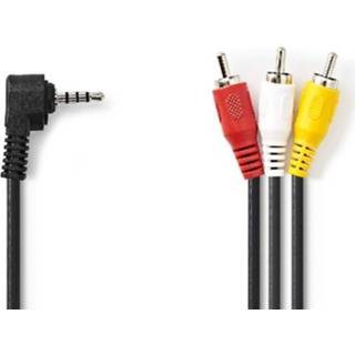Audio kabel composiet active mannen zwart 3x Tulp (RCA) mannelijk naar JACK 3.5 mm video- en audiokabel 1 meter 5412810280230